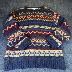 Turnbury Fair‎ Isle Knit Sweater Blue Tan Red Wool Blend Size 50 Men's XL